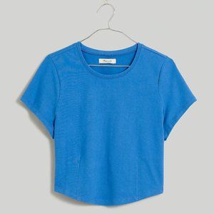 NWT Madewell Women's Heavyweight‎ Jersey Crewneck Crop T-Shirt Blue Size XXS